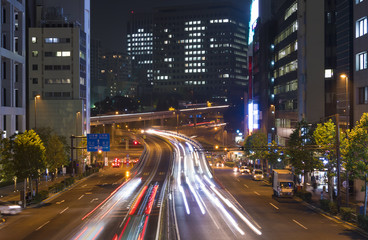 東京　夜景　幹線道路　赤坂見附