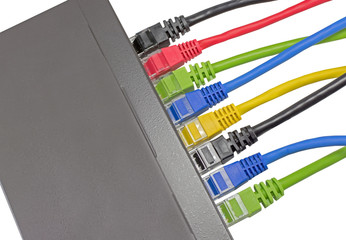 network cables connected to router