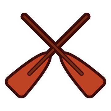 two wooden crossed boat oars sport vector illustration 