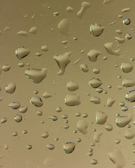 water drops on blue glass