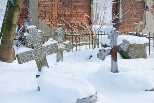 abandoned graves in the old Orthodox cemetery