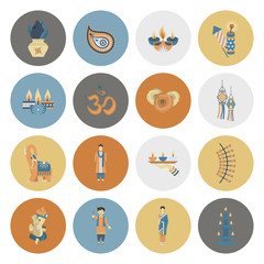 Diwali. Indian Festival Icons