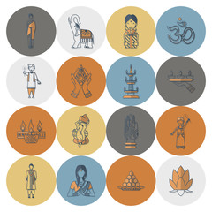 Diwali. Indian Festival Icons