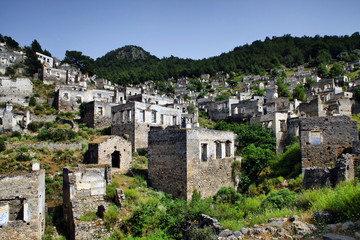 Fototapeta na wymiar Kayakoy is an abandoned village in Fethiye, Turkey