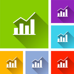 graph icons with long shadow