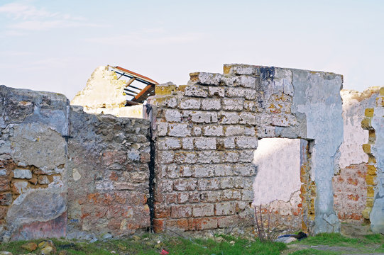 ruins of the destroyed building