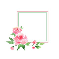 Watercolor floral frame 4. Watercolor background with delicate flowers