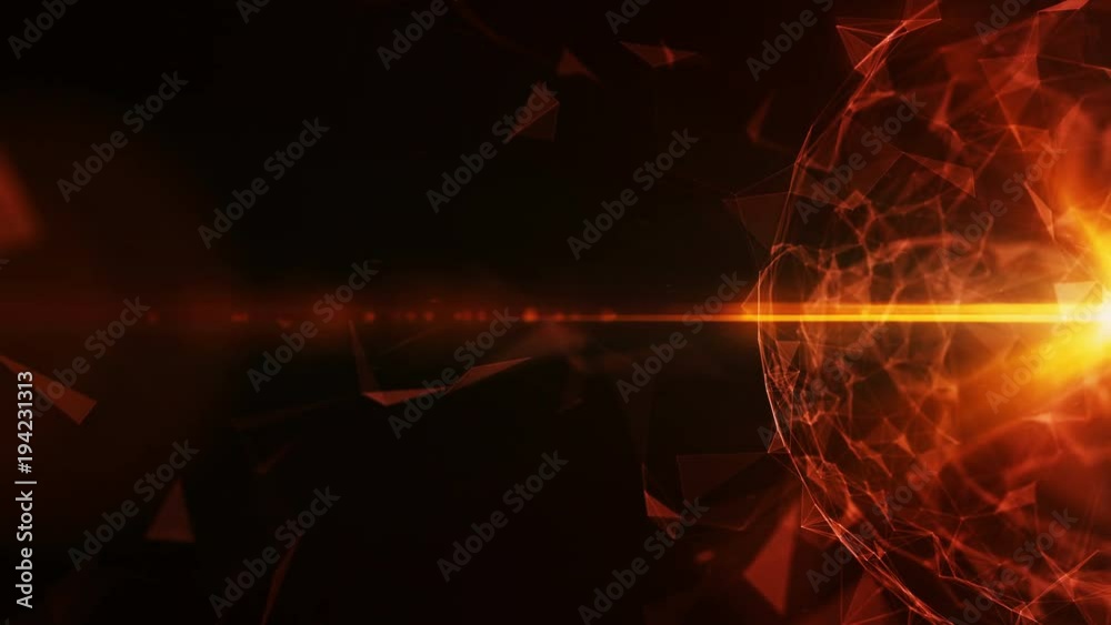 Poster 3d abstract technology over intersections and particles. network of lines with sphere shape. lens fl