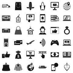 Web purchase icons set, simple style