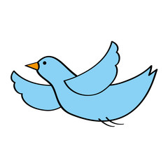 cute blue bird cartoon flying waving vector illustration