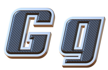 Carbon fiber and metallic font letter G