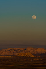 Fullmoon in Berdenas Reales desert in Navarra