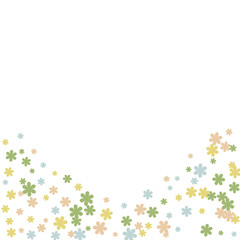 Delicate Floral Pattern with Simple Small Flowers for Greeting Card or Poster. Naive Daisy Flowers in Primitive Style. Vector Background for Spring or Summer Design.