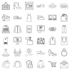 Market online icons set, outline style