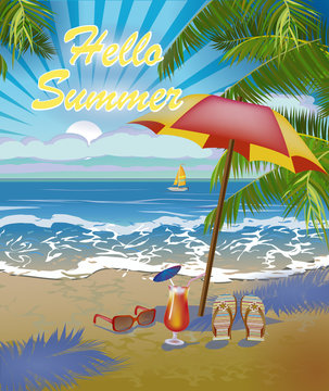 Vector Banner Summer vacation and travel design