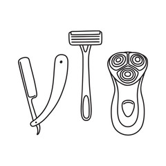 Set of safety, open blade and electric razor