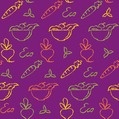 Seamless pattern with eco food symbols