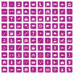 100 horsemanship icons set grunge pink