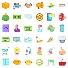 Large stock icons set, cartoon style