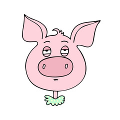 Obraz na płótnie Canvas The cute pig has an expression of boredom