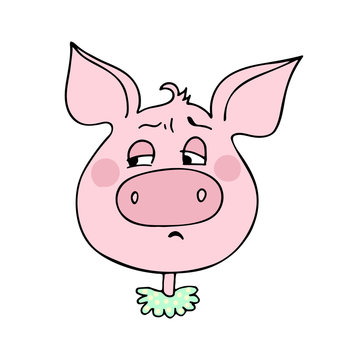 The cute pig has a embarrassment expression