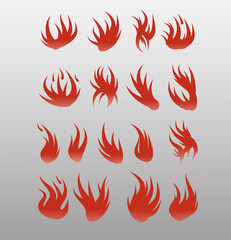Icons vector flames, fire. Fire icon set - security leads to prosperity