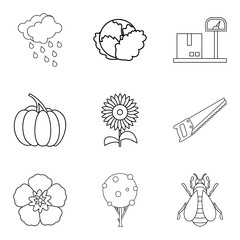 Native house icons set, outline style