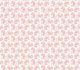 Floral vector pink ornament. Seamless abstract classic background with flowers. Pattern with repeating floral elements