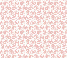 Floral vector pink ornament. Seamless abstract classic background with flowers. Pattern with repeating floral elements