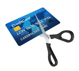Credit Card and Scissors Isolated