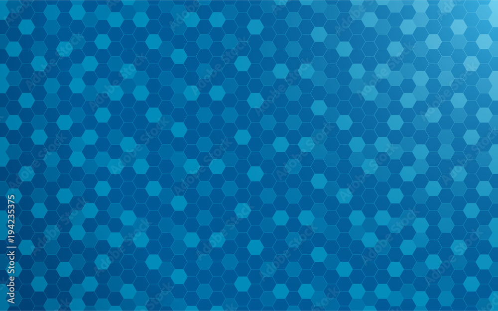 Wall mural blue abstract background with hexagon. technology and texture concept. blue gradient shade