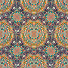 Seamless pattern mandala ornament. Vintage decorative elements. Hand drawn oriental background.