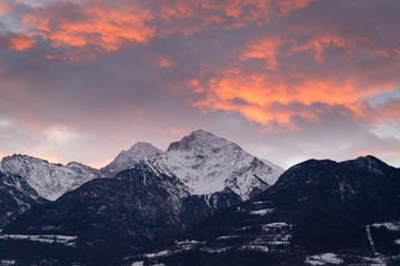Naklejka na ściany i meble Sunrise in Aosta
