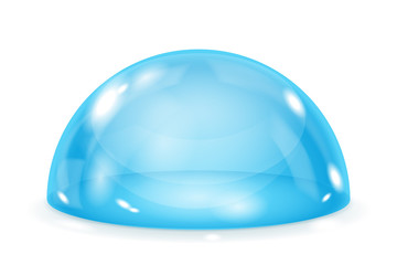 Glass dome. Shiny blue transparent semi sphere