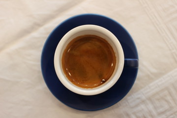 blue cup of espresso