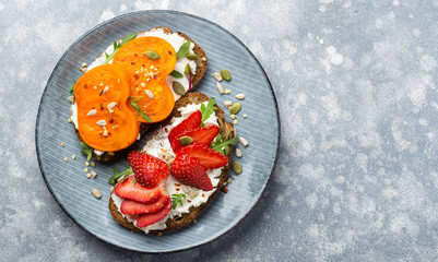 Fruit and cream cheese sandwiches