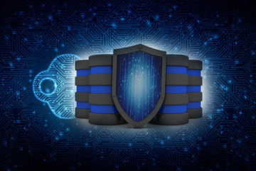Fototapeta premium 3d rendering Database and computer data security concept 