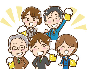生ビールを持つ会社員のイラスト素材