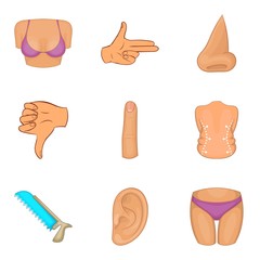 Improve the body icons set, cartoon style