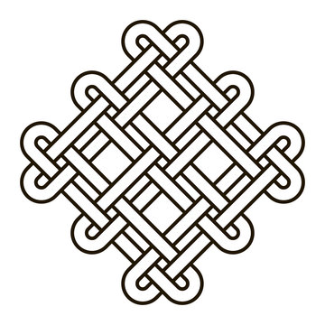 Celtic knot geometric ancient cross tribal vector knotted logo illustration. Knot work gaelic tattoo knotty ornament. Geometrical black knit circle ornate graphic.