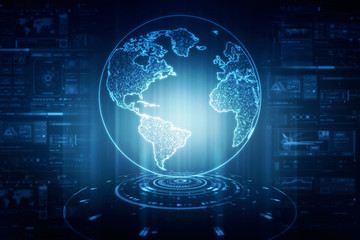 2d illustration Network community concept . Mixed media