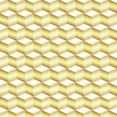Fototapeta premium Stock Illustration - Gold colored 3D Cube Pattern, 3D Illustration, Bright Background