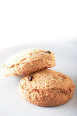 Biscuits with sugar on white background.