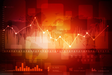 2d rendering Stock market online business concept. business Graph 