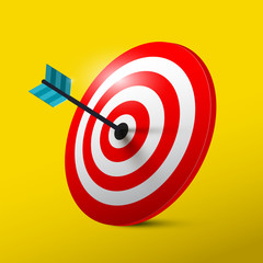 Target 3D Symbol with Dart. Vector Dartboard Icon.