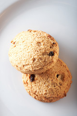Biscuits with sugar on white background.