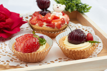 Tasty of fruit cupcakes