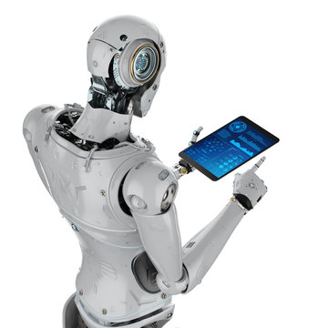 robot work on tablet