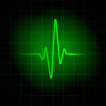 Green medical background. Heartbeat line illustration for design
