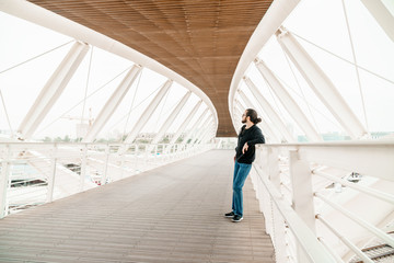 Male tourist admires the view